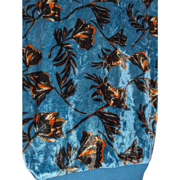 Nanette Lepore Teal Floral Print Velvet Pullover Sweater Womens Size S - Picture 4 of 8